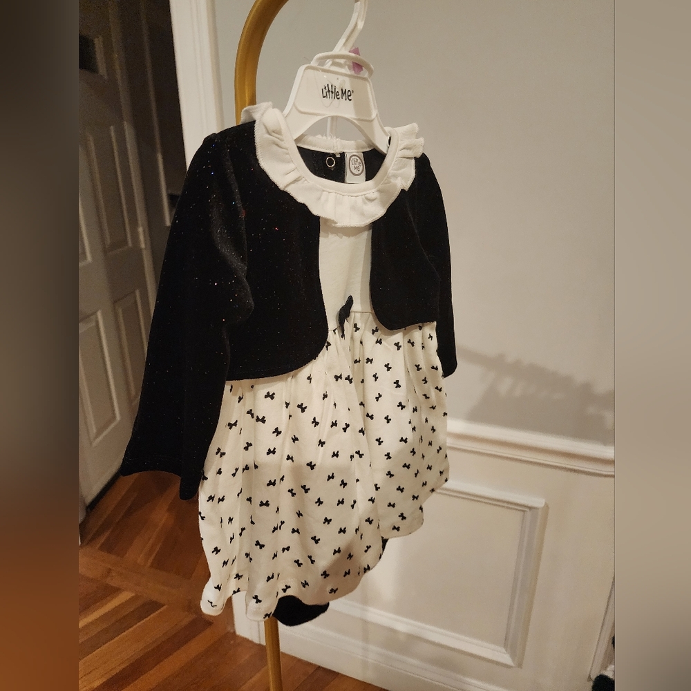 Little Me Black and White Baby Dress Set